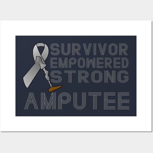 Survivor, Empowered, Strong Amputee Ribbon Wall Art by AlondraHanley